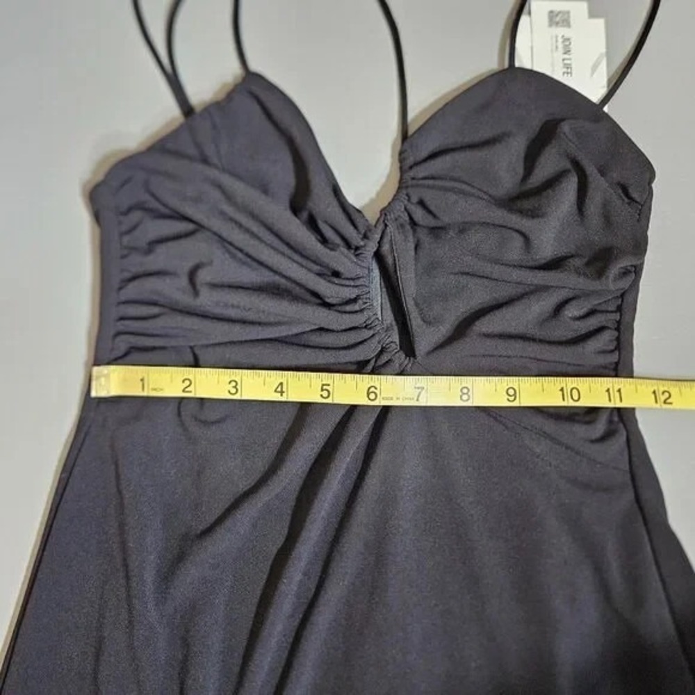 ZARA Asymmetric Draped Mini Dress Black XS Bodycon Date Night Clubwear - Picture 7 of 10